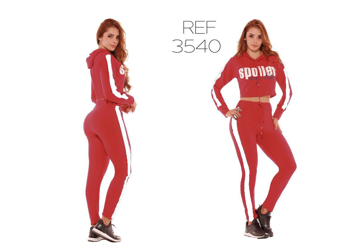 Sports set with pants and diver, decorated with side stripes and printed on the front