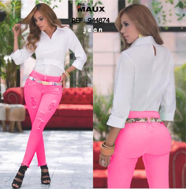 Colombian Ladies Trousers, Lift Tail without Pockets Electric Pink