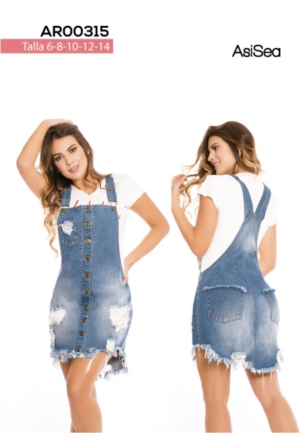 
Overall skirt in jean with wear