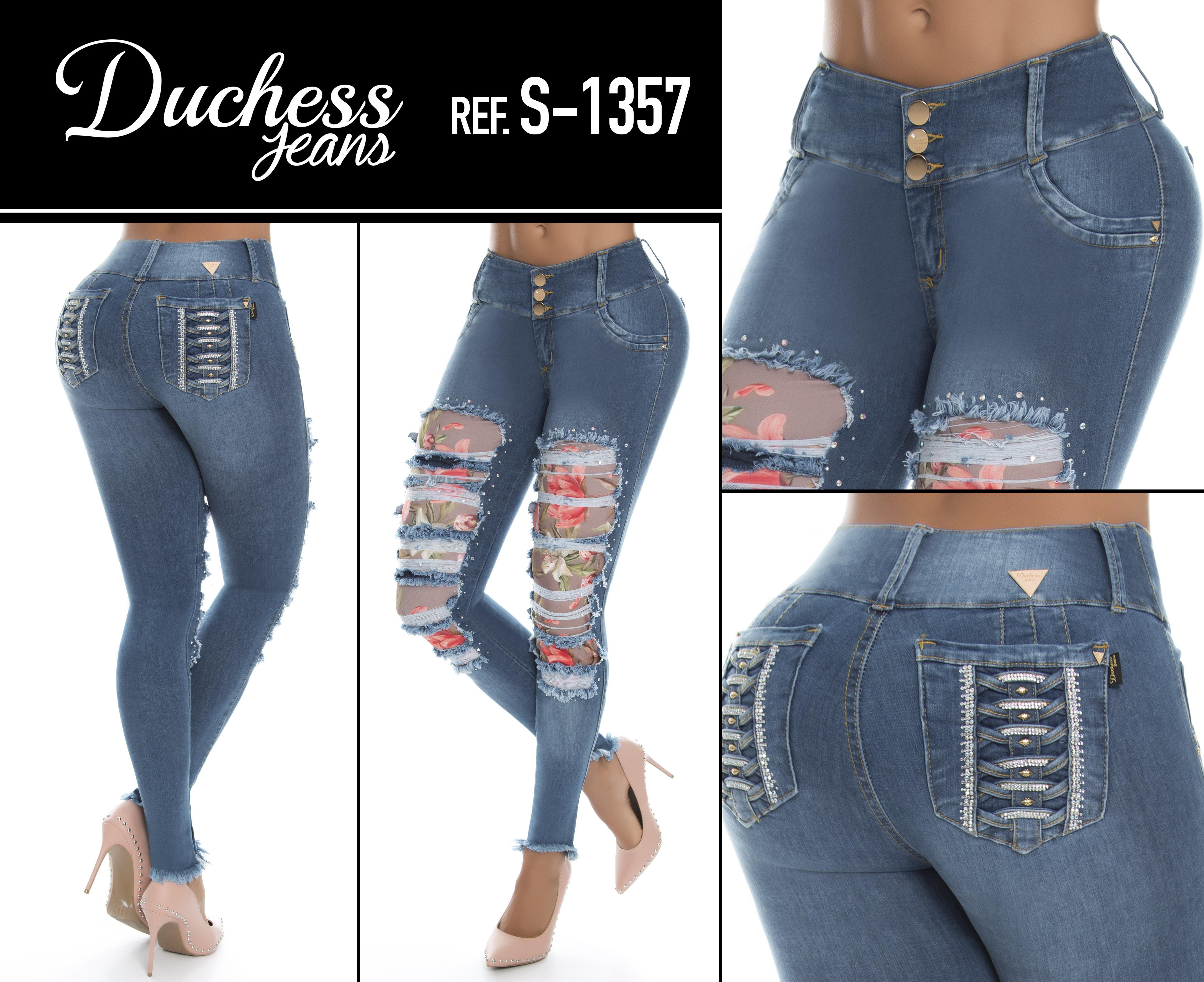 Jean Push Up Colombiano With Wear Decorated On Legs
