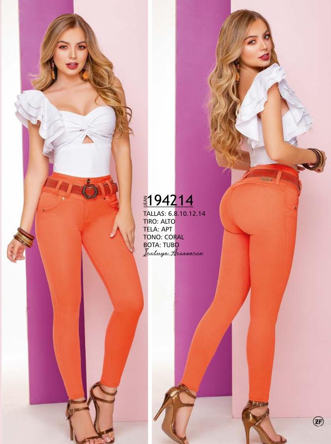 Colombian Cowboy Pants For Lady With Lift Up Design, High rise and cased boots, Beautiful Coral Color that enhances your figure
