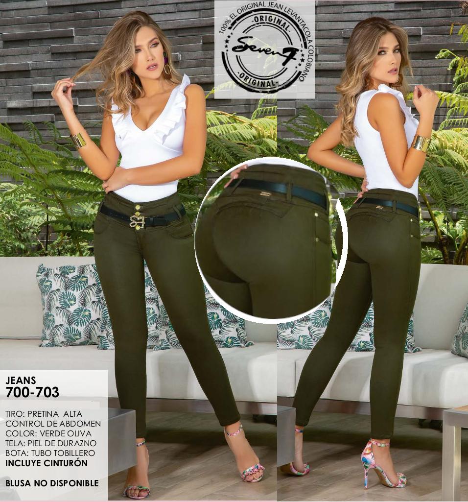 Classic Jean for Lady, Olive Green with High Waistband and Abdomen Control, Double seam of Lifting Lift
