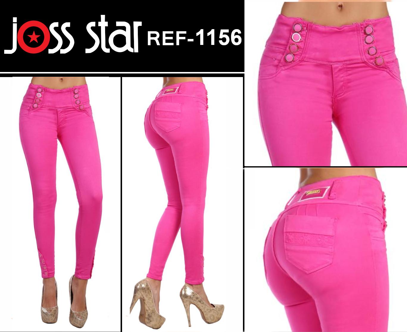 Jean Cowboy Colombian Tail Color Fuchsia With Wide Waistband and Side Buttons, Beautifully Decorated in The Belted Boots