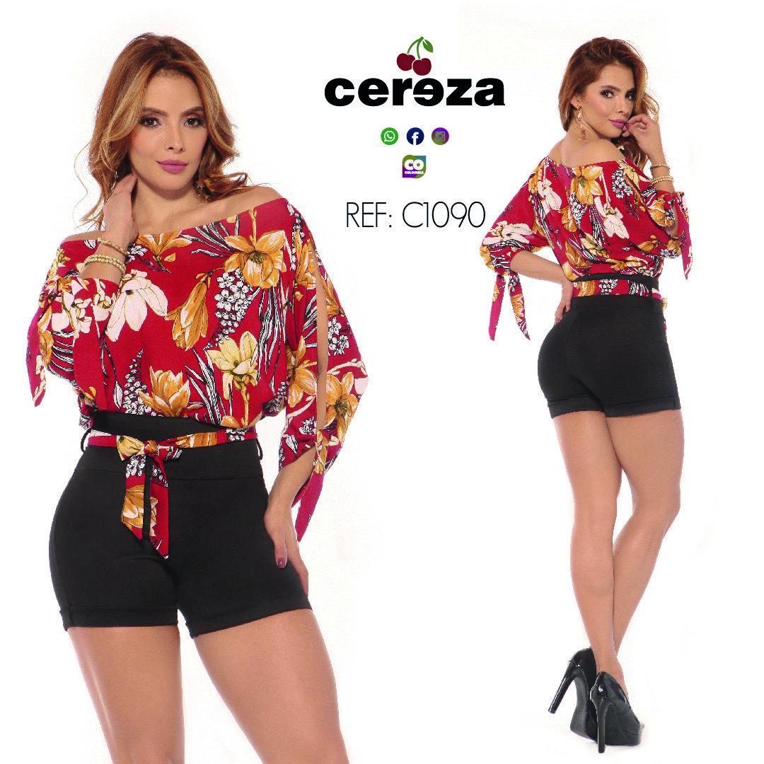 Spectacular Red Color Colombian Fashion Short Set