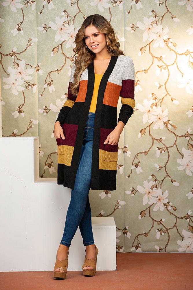 MultiColor Colombian Fabric Sweater Cardigan with front pockets
