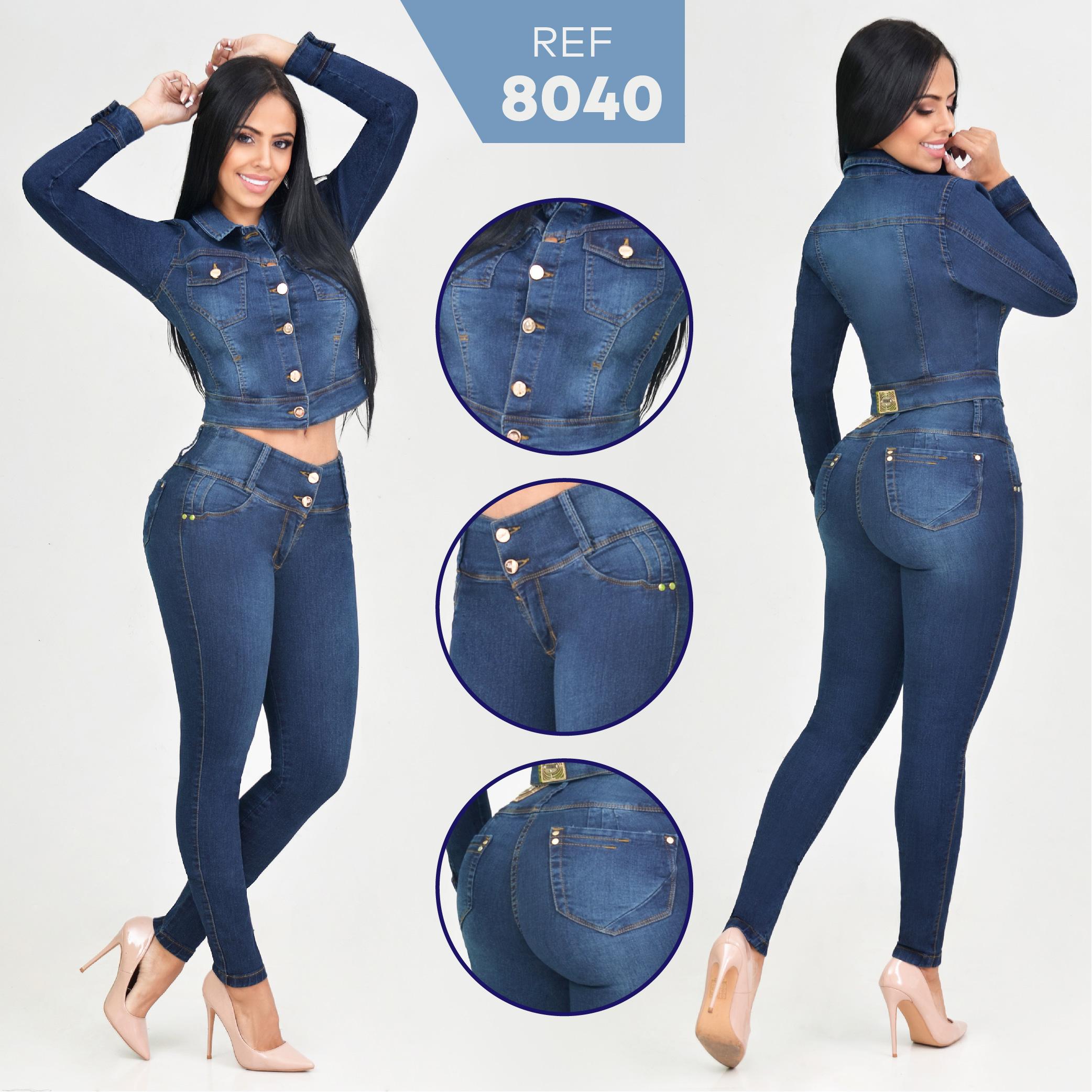 Colombian Fashion Set RAKKET Brand Jeans Lift Tail and Long Sleeve Jacket