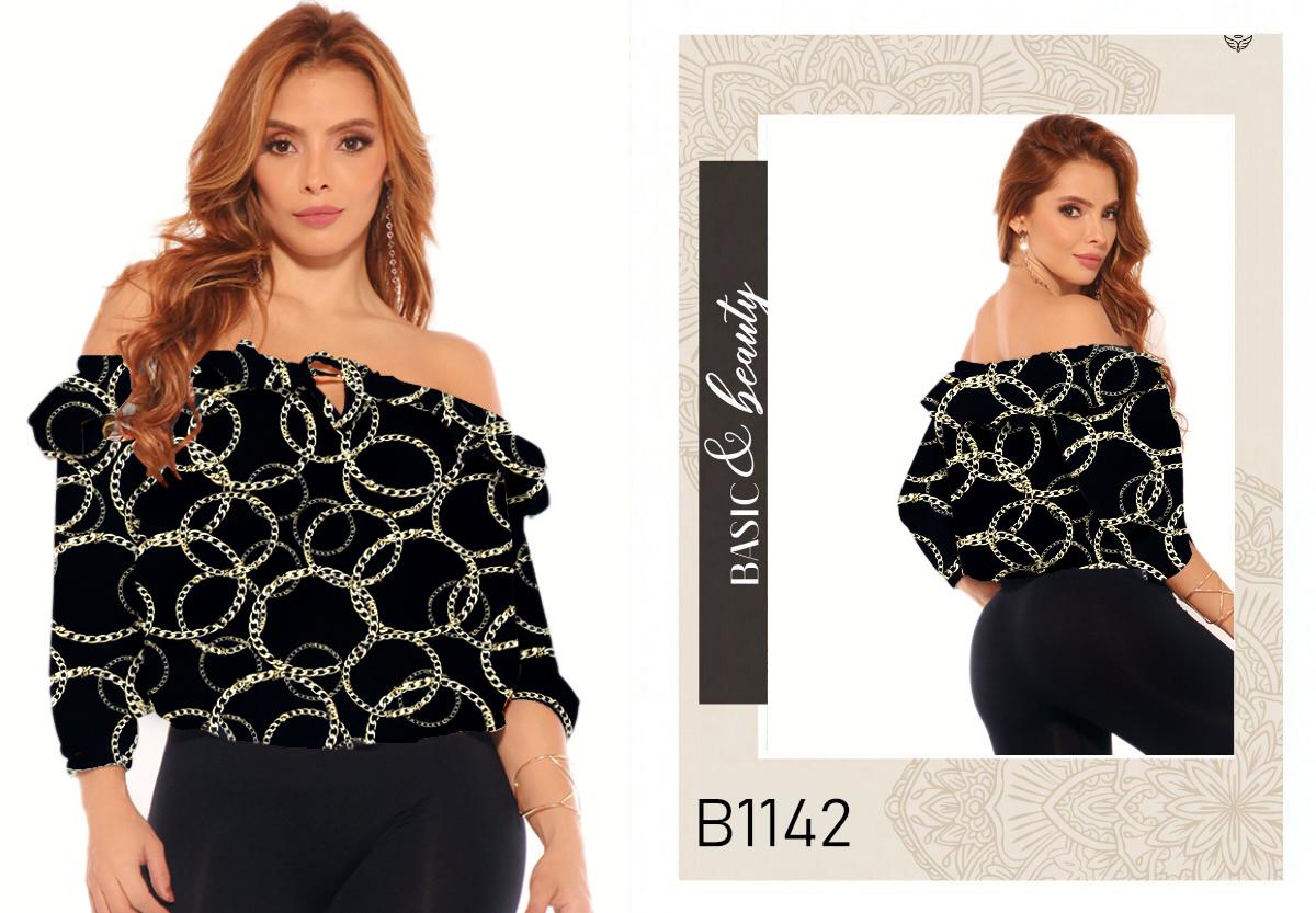 Colombian Style Fashion Blouse with Sleeves Half-forearm and bare shoulders.