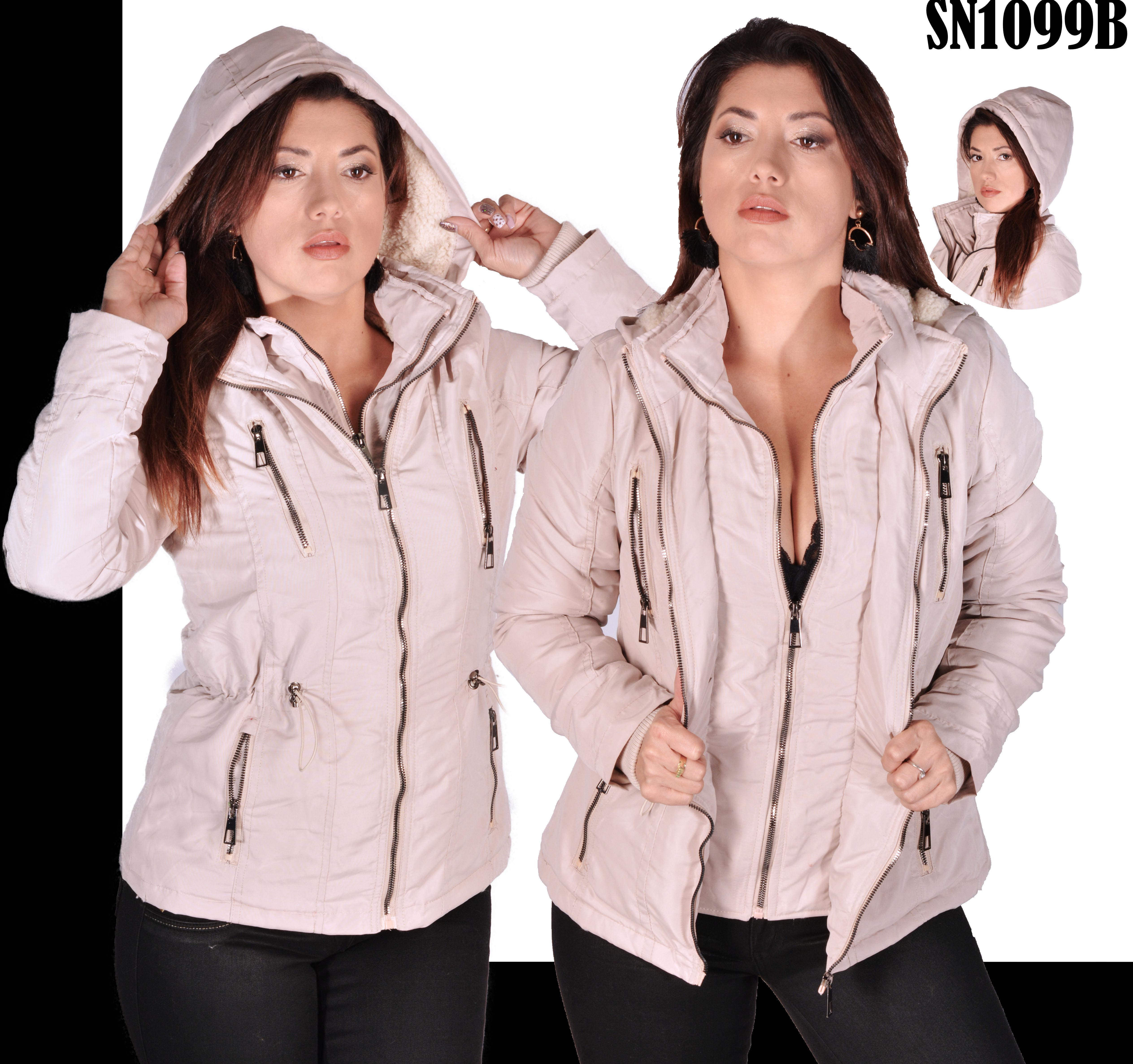 American Fashion jacket with cap and Double Seam Color Beige Fashion