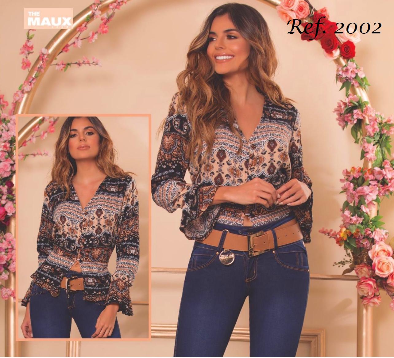Colombian fashion blouse with print and long sleeves