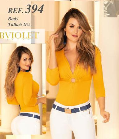 Trendy Colombian Body With Beautiful Mustard and Neckline