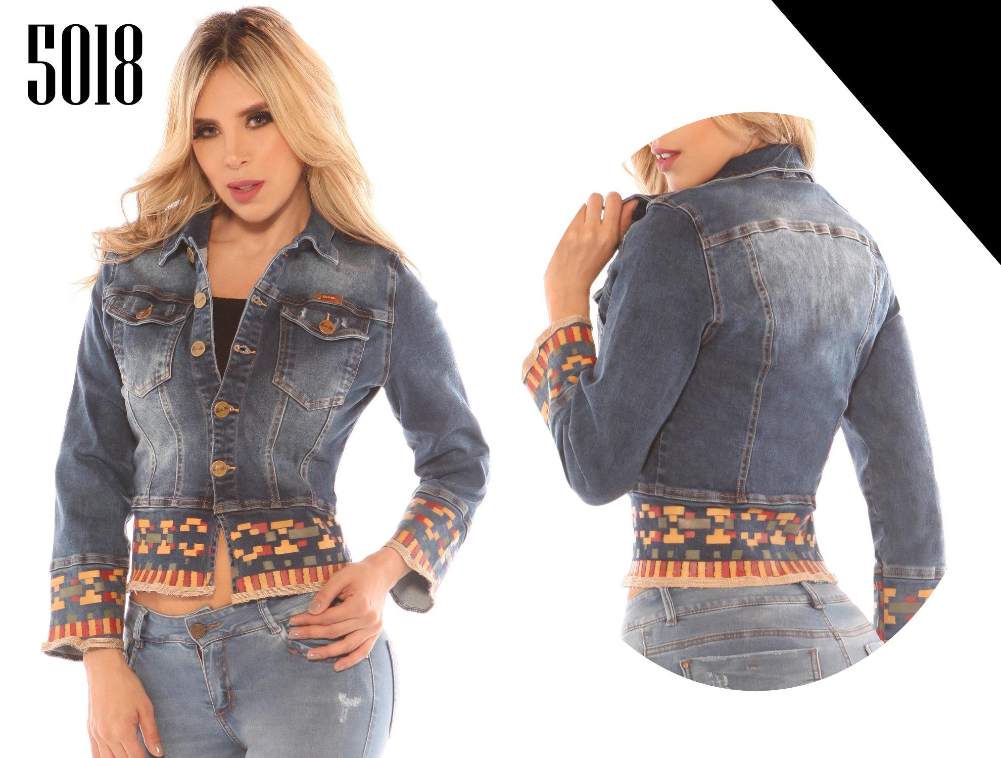 Indie Fashion Denim Jacket made in Colombia with Decorative Wear