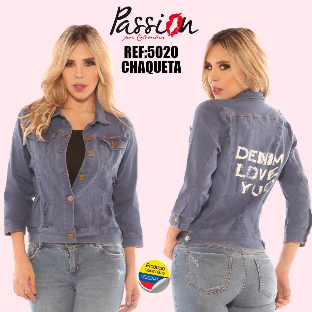 Colombian Jean Jacket Decorated Print