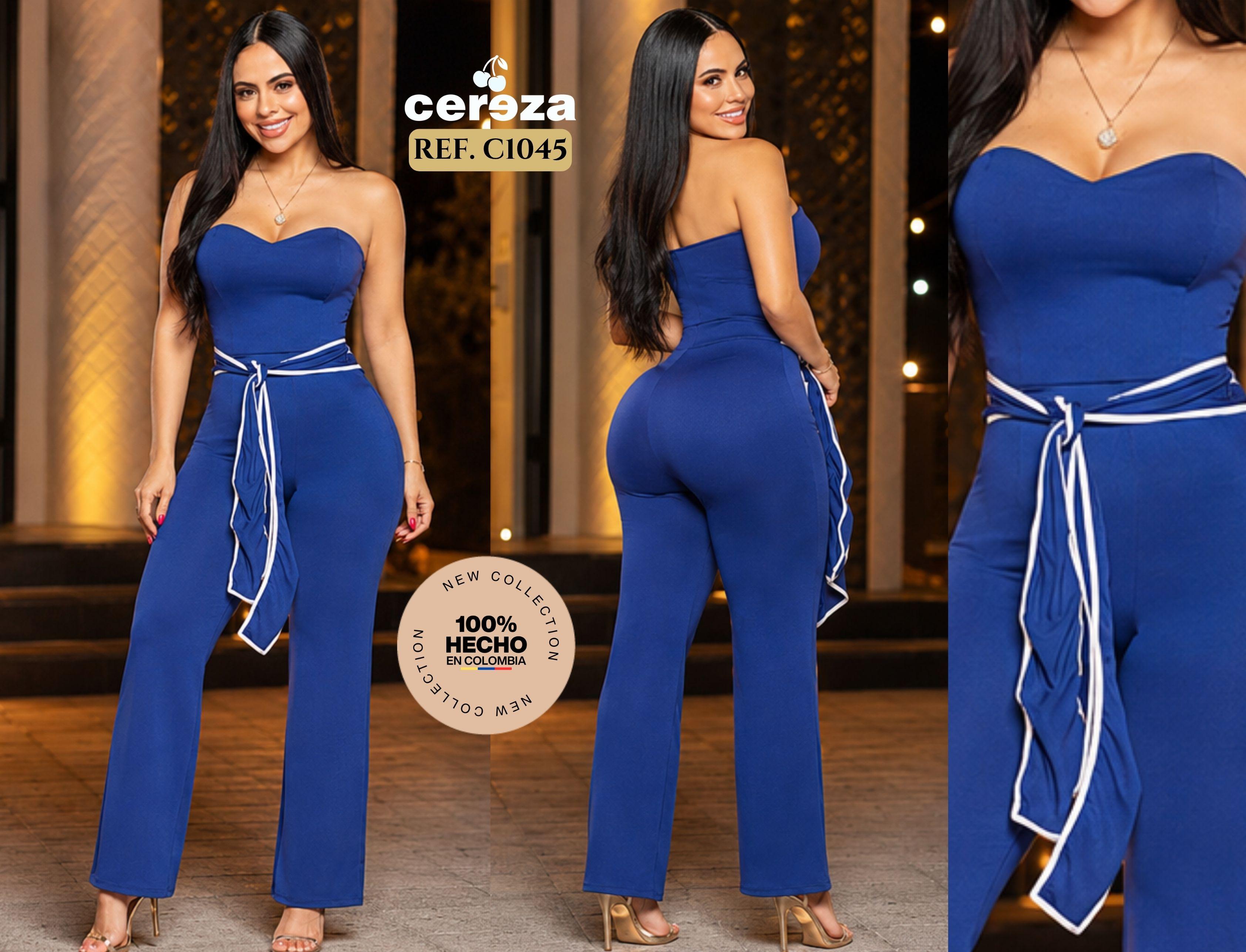 Fantastic Colombian Onies, CEREZA Brand with Shoulders and Half Back naked, Decorated with Front Belt. Blue Color