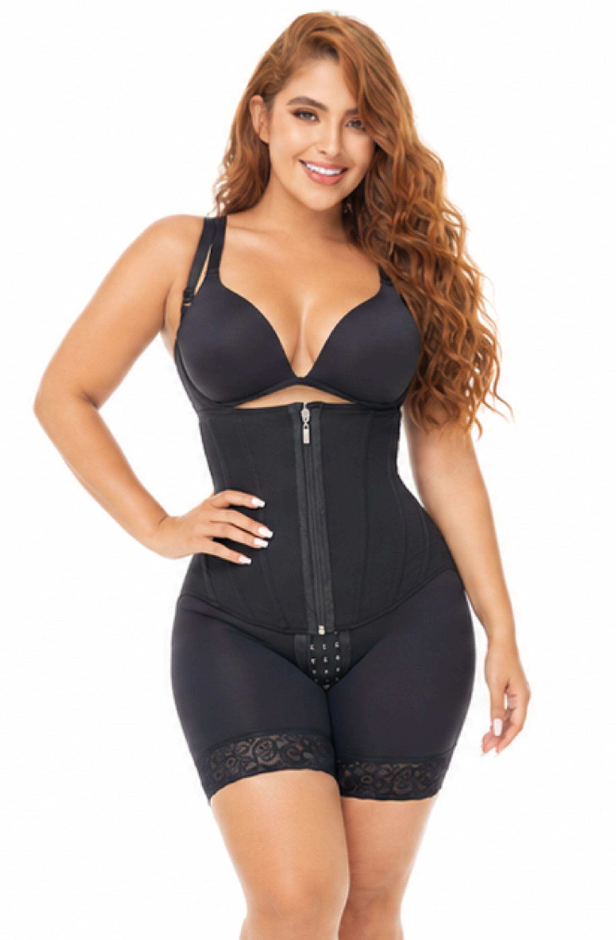 Faja reloj de arena medio muslo, doble compresion 