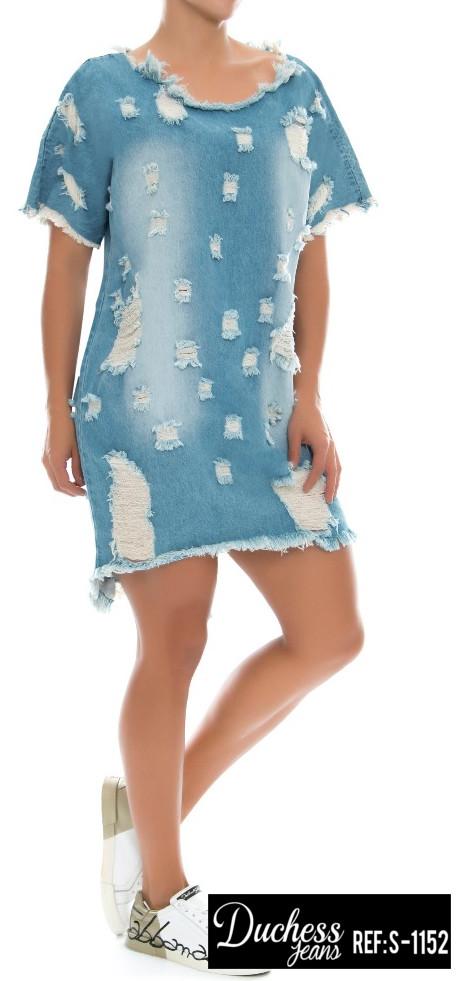 Vestido De Jean Colombiano con desgastes y apliques Vestido De Jean Colombiano con desgastes y apliques