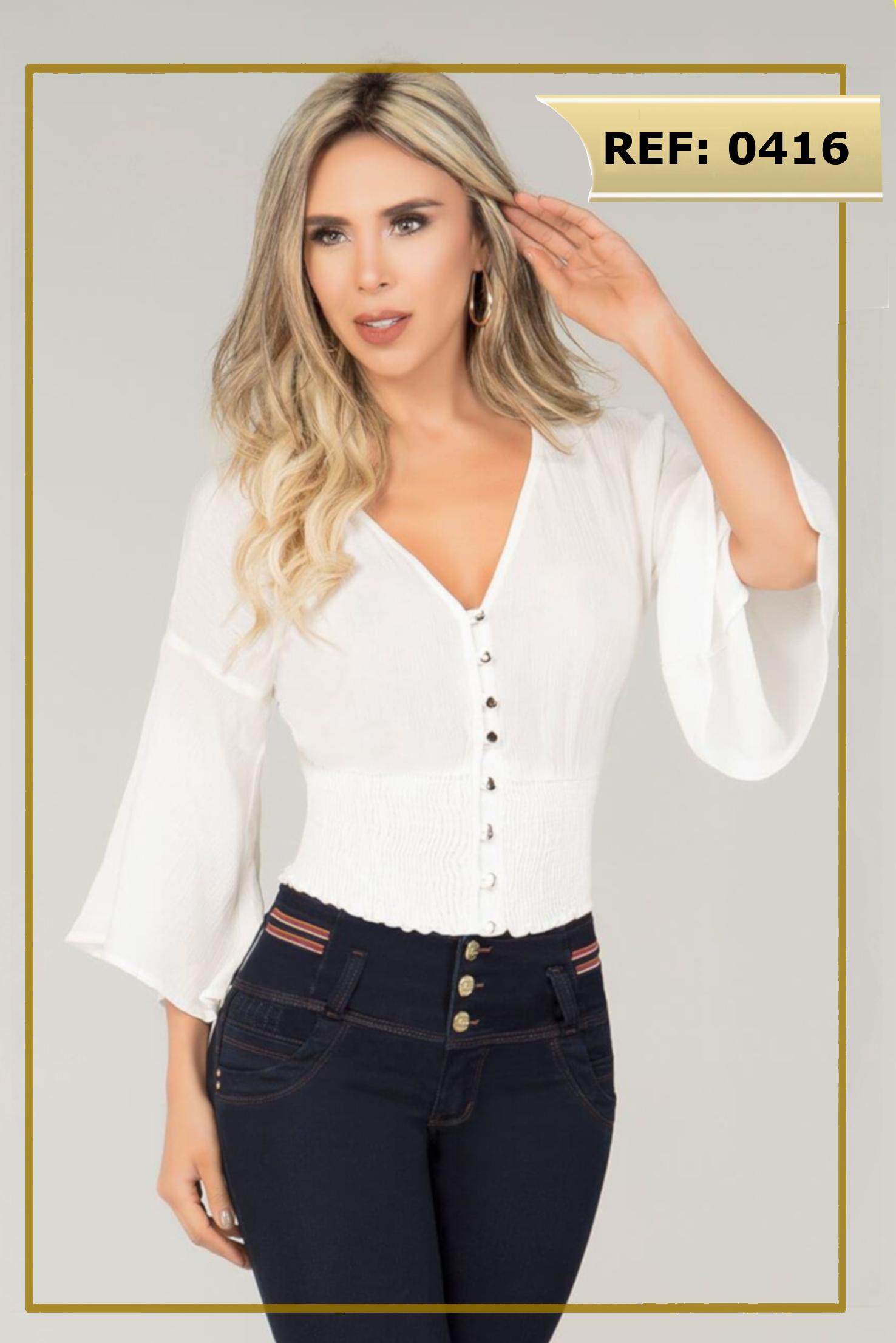 Blusa Colombiana de Moda Blanco mangas