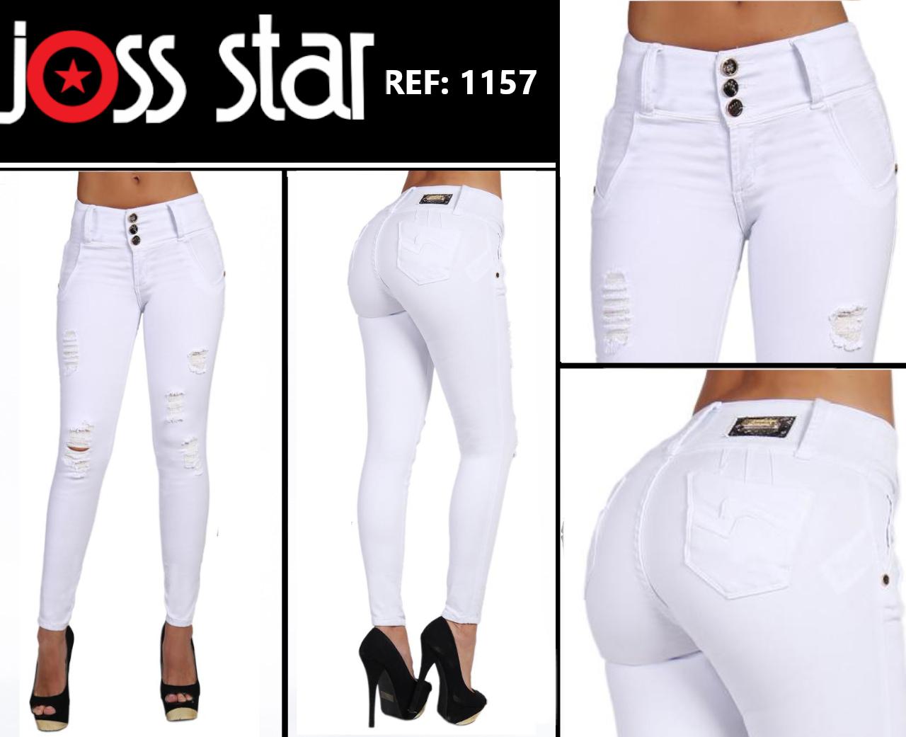 Comprar Jeans Colombiano Blanco Levantacola con Bolsillo Tracero y Pretina 3 botones marca Joss Star