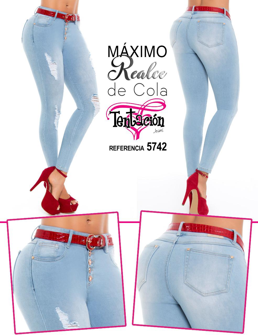 Jeans Vaqueros Colombianos Levanta Cola Máximo Realce Color Azul Hielo y Destroyer Jeans Vaqueros Colombianos Levanta Cola Máximo Realce Color Azul Hielo y Destroyer