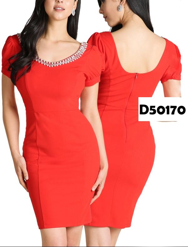 Vestido de Fiesta Corto,Con Cuello Redondo y Decorado. Vestido de Fiesta Corto,Con Cuello Redondo y Decorado.