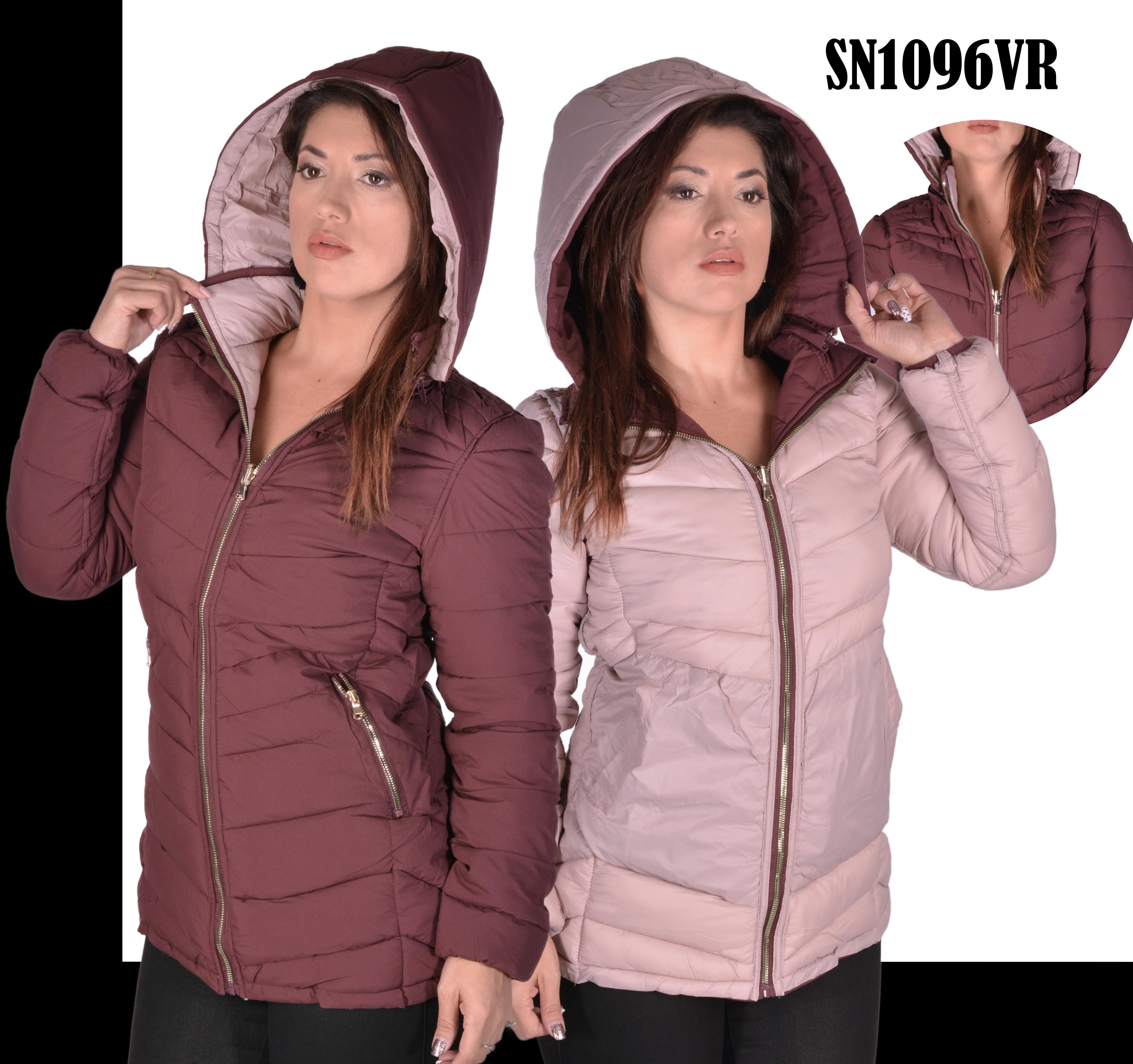 Chaqueta Reversible Americana con Gorro Cremallera y Bolsillos Chaqueta Reversible Americana con Gorro Cremallera y Bolsillos
