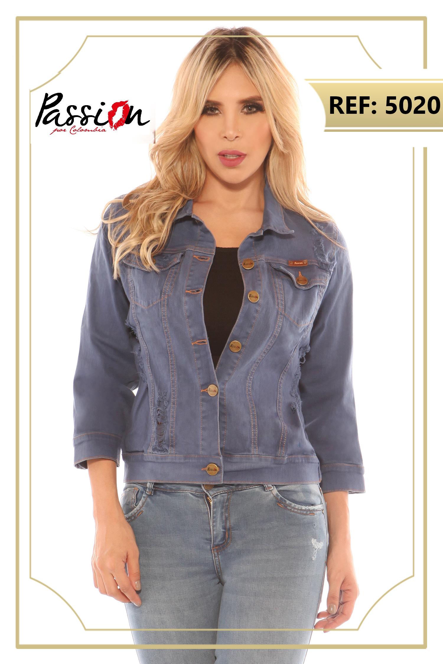 Chaqueta Colombiana de Jean Decorado Estampado Chaqueta Colombiana de Jean Decorado Estampado
