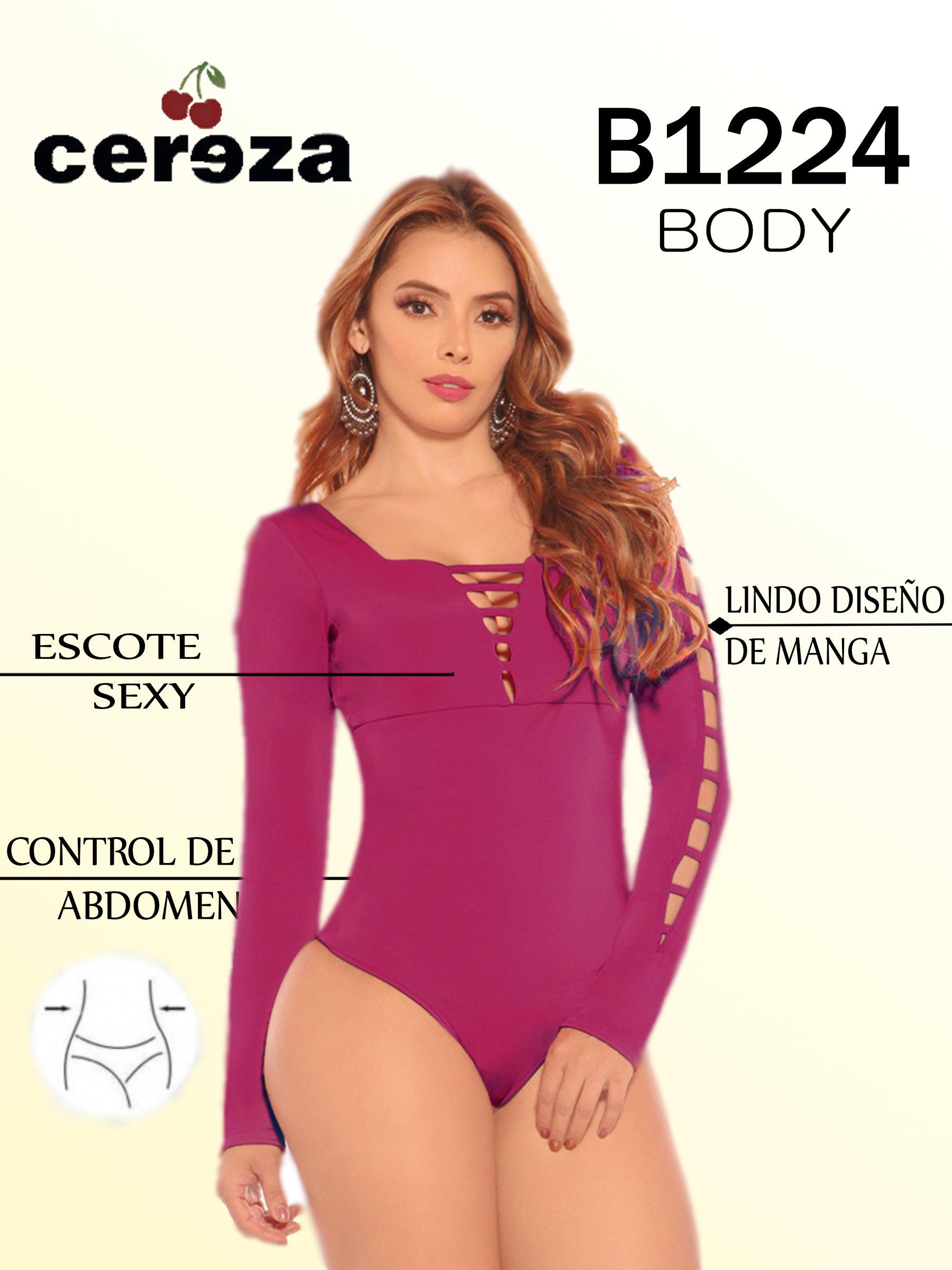 Comprar Body Colombiano de Moda Con Mangas largas y Diseño Exclusivo. Marca CEREZA Color Vino Tinto