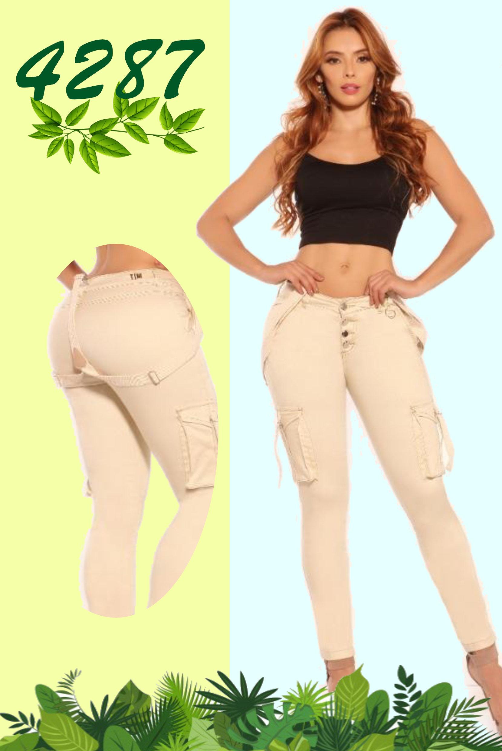 Jean Vaquero Colombiano con Cargaderas Estilo Cargo con Bolsillos Delanteros y traseros Jean Vaquero Colombiano con Cargaderas Estilo Cargo con Bolsillos Delanteros y traseros