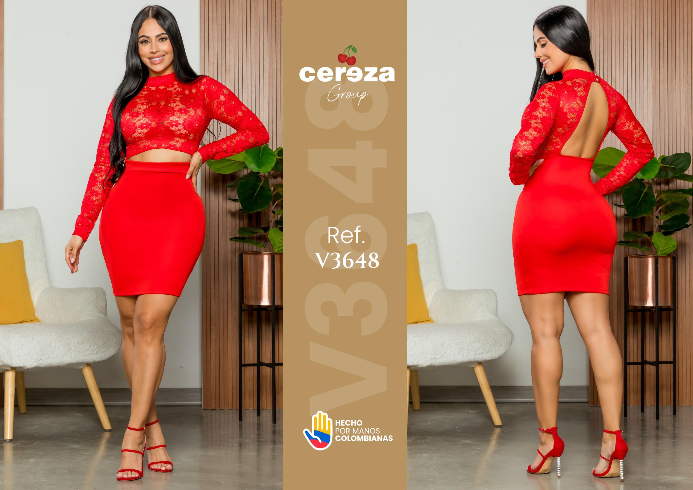 Comprar Vestido Colombiano Marca Cereza con Diseño exclusivo, Corto y con Espalda Descubierta que lo hace super sexy y llamativo