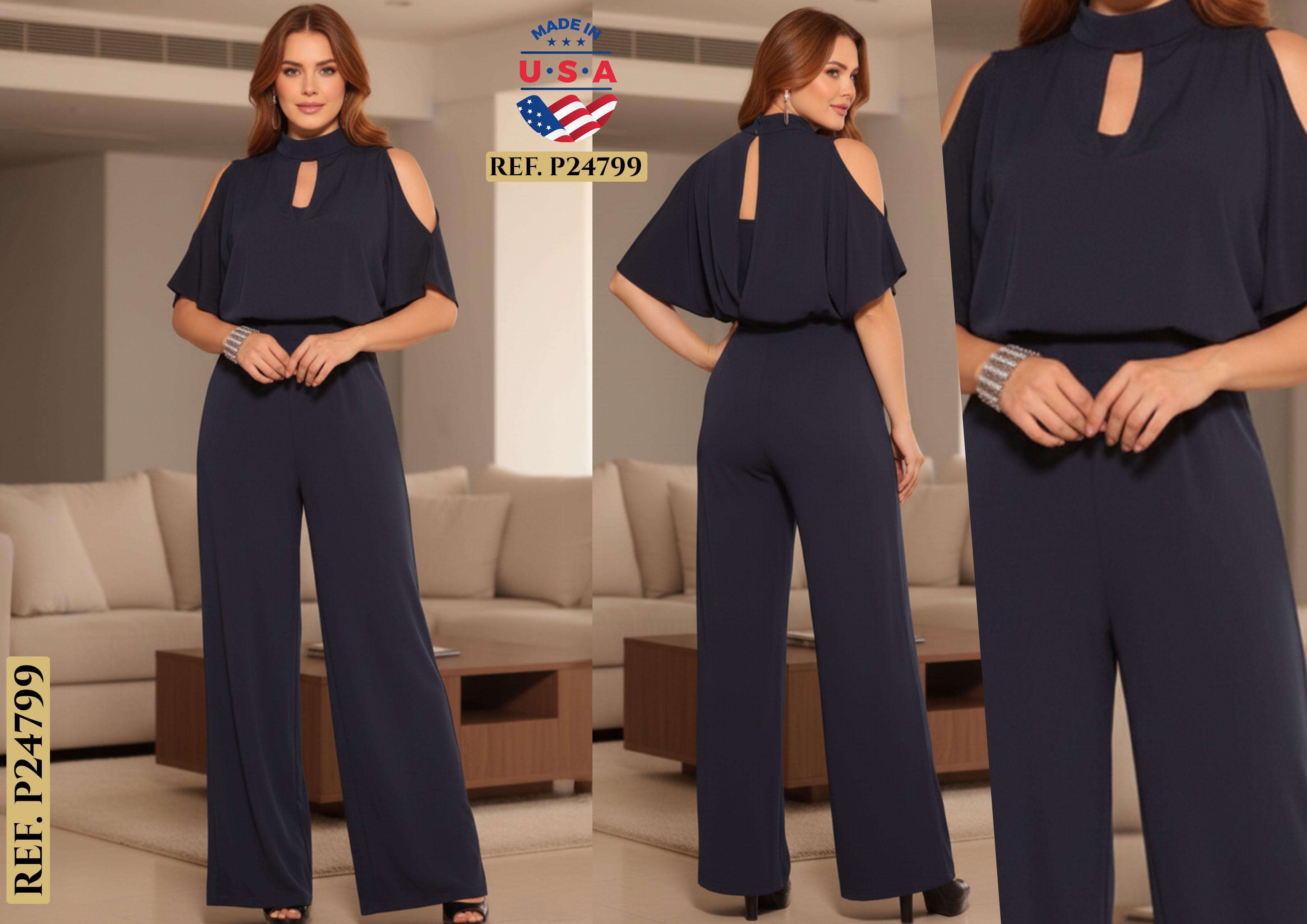 Comprar Enterizo de Moda con Mangas y hombros descubiertos, pantalón amplio y ceñido al cuerpo. Horma tu Figura y Luce Fantástica