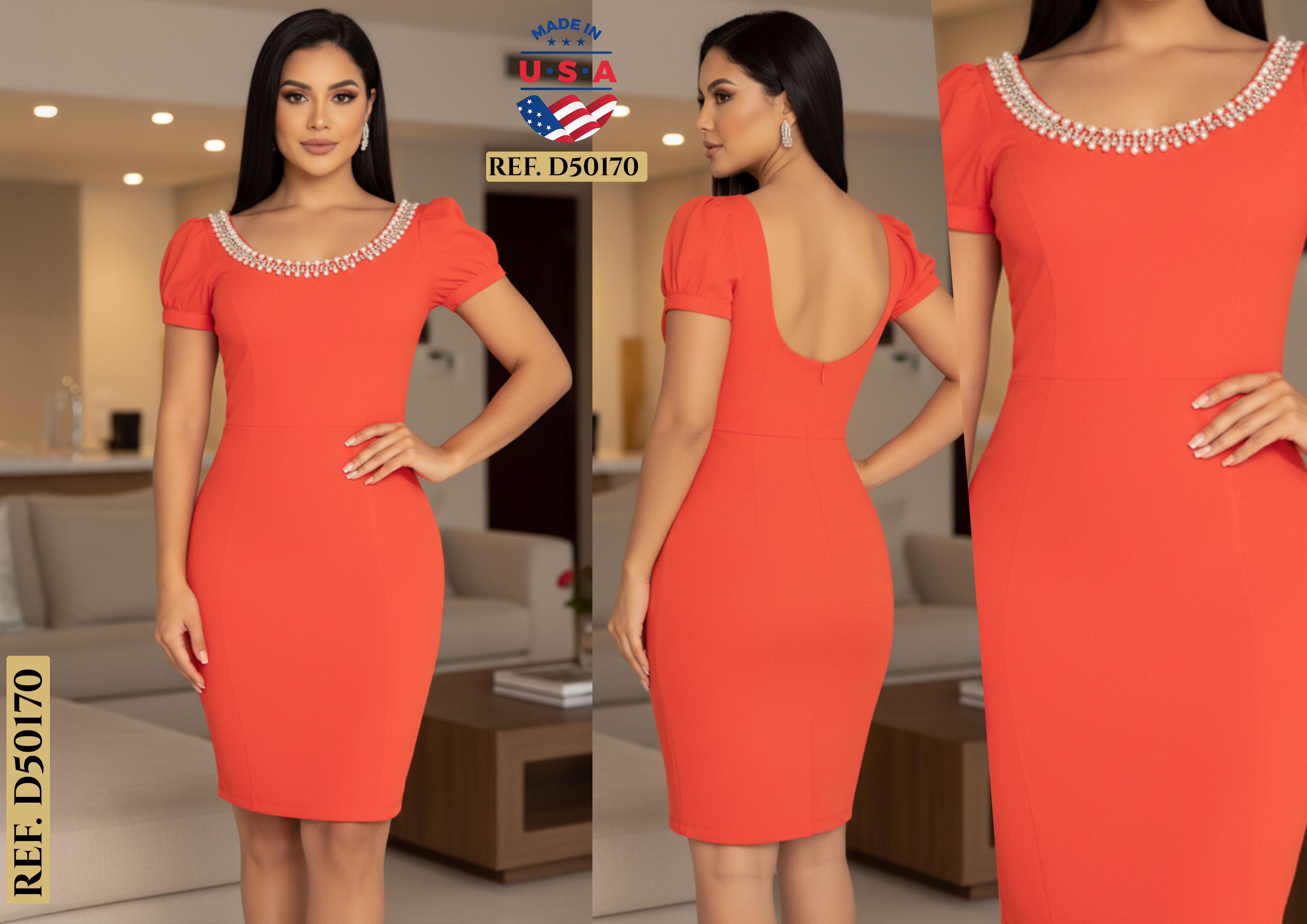 Comprar Vestido de Fiesta Corto,Con Cuello Redondo y Decorado.