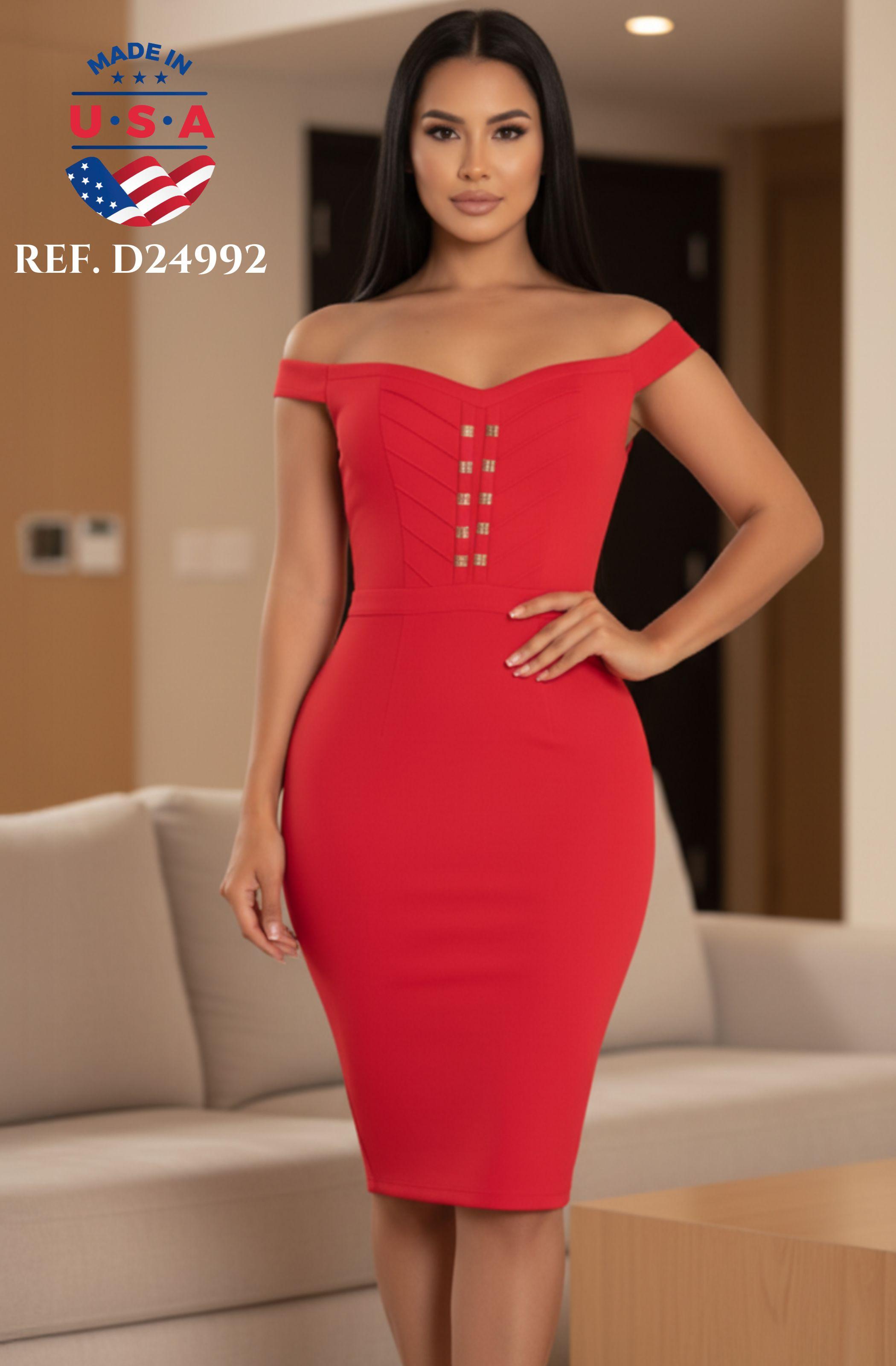 Comprar Vestido Corto Americano sin Mangas, Detalles en el Pecho