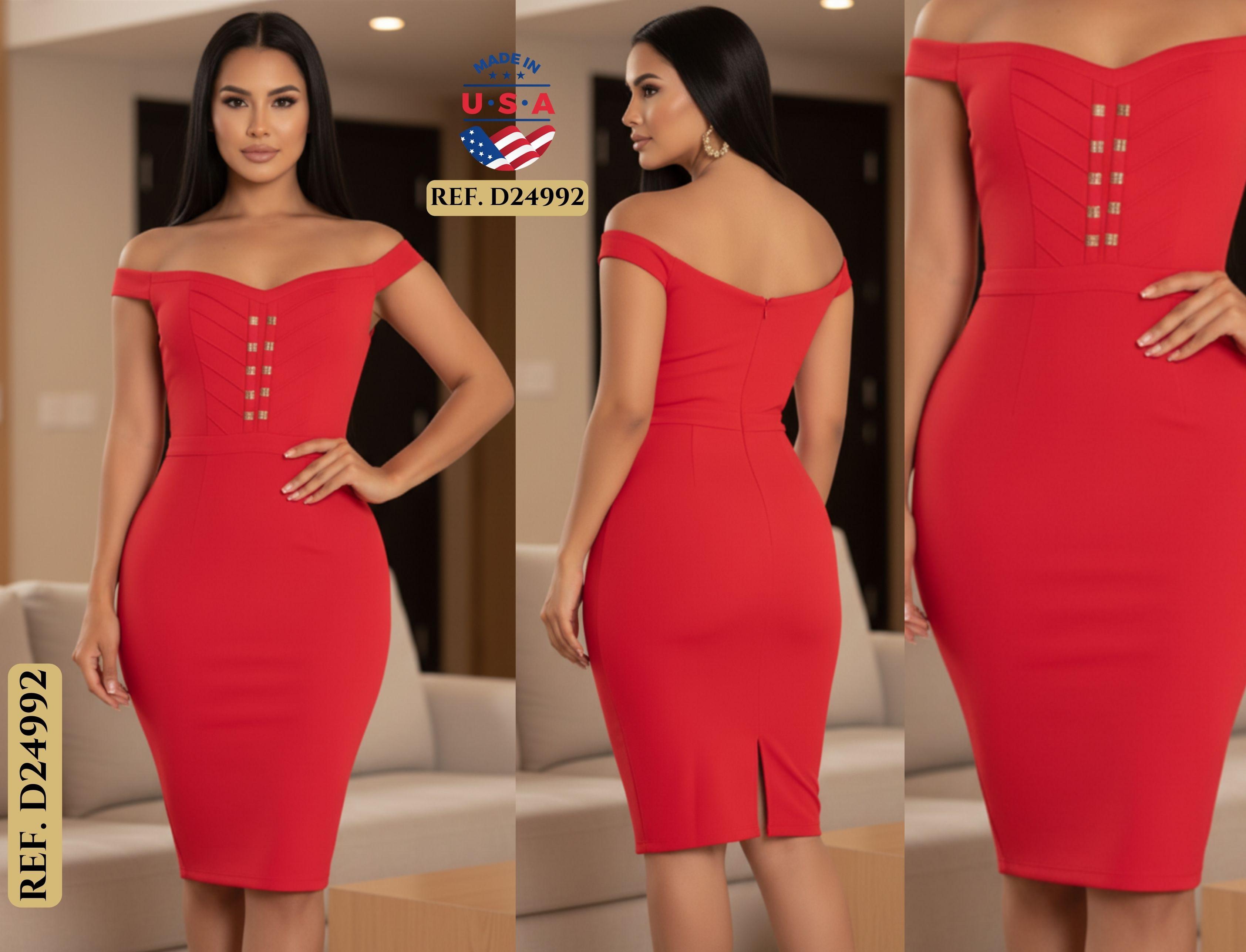 Comprar Vestido Corto Americano sin Mangas, Detalles en el Pecho