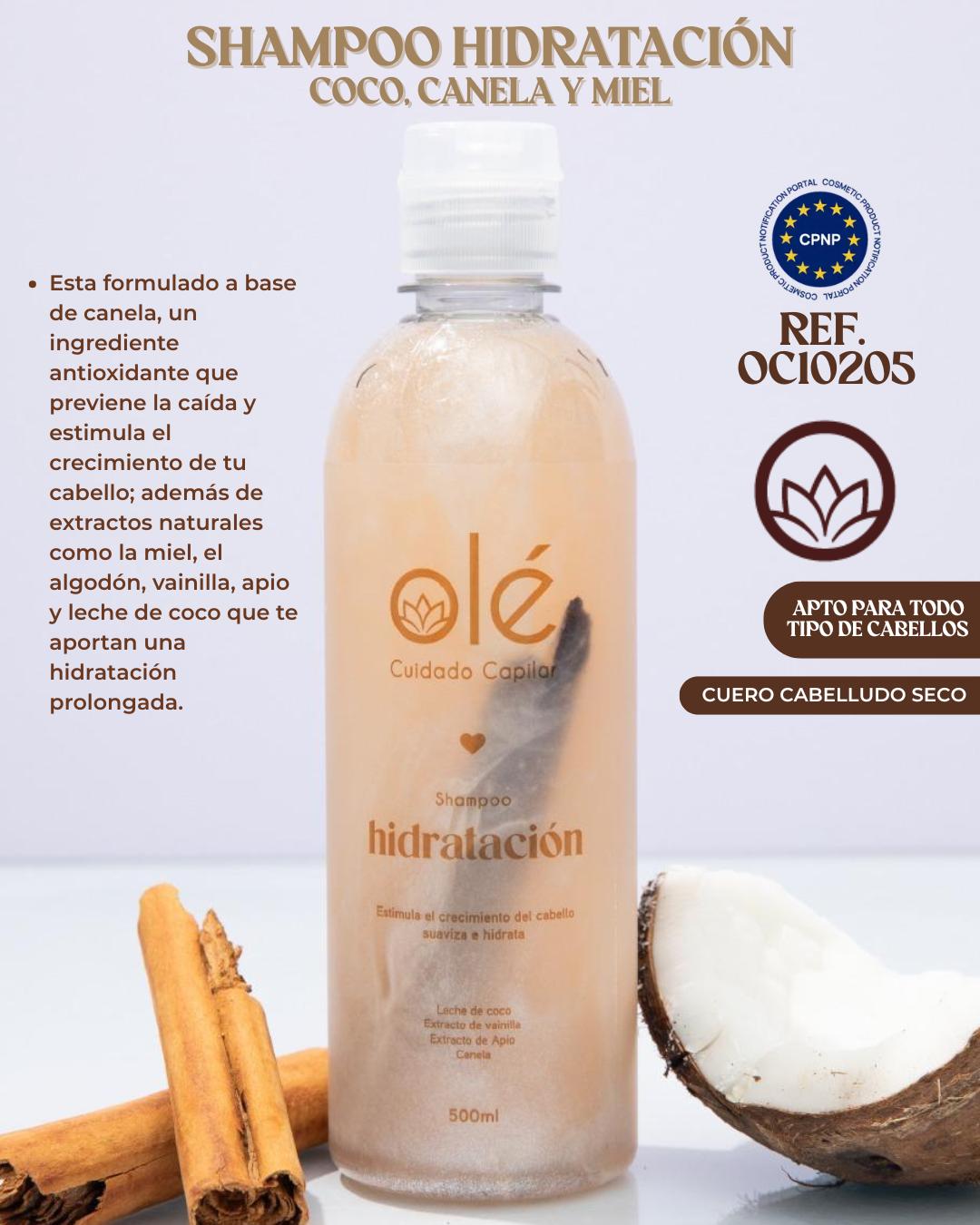 Comprar Shampoo hidratación coco, canela y miel