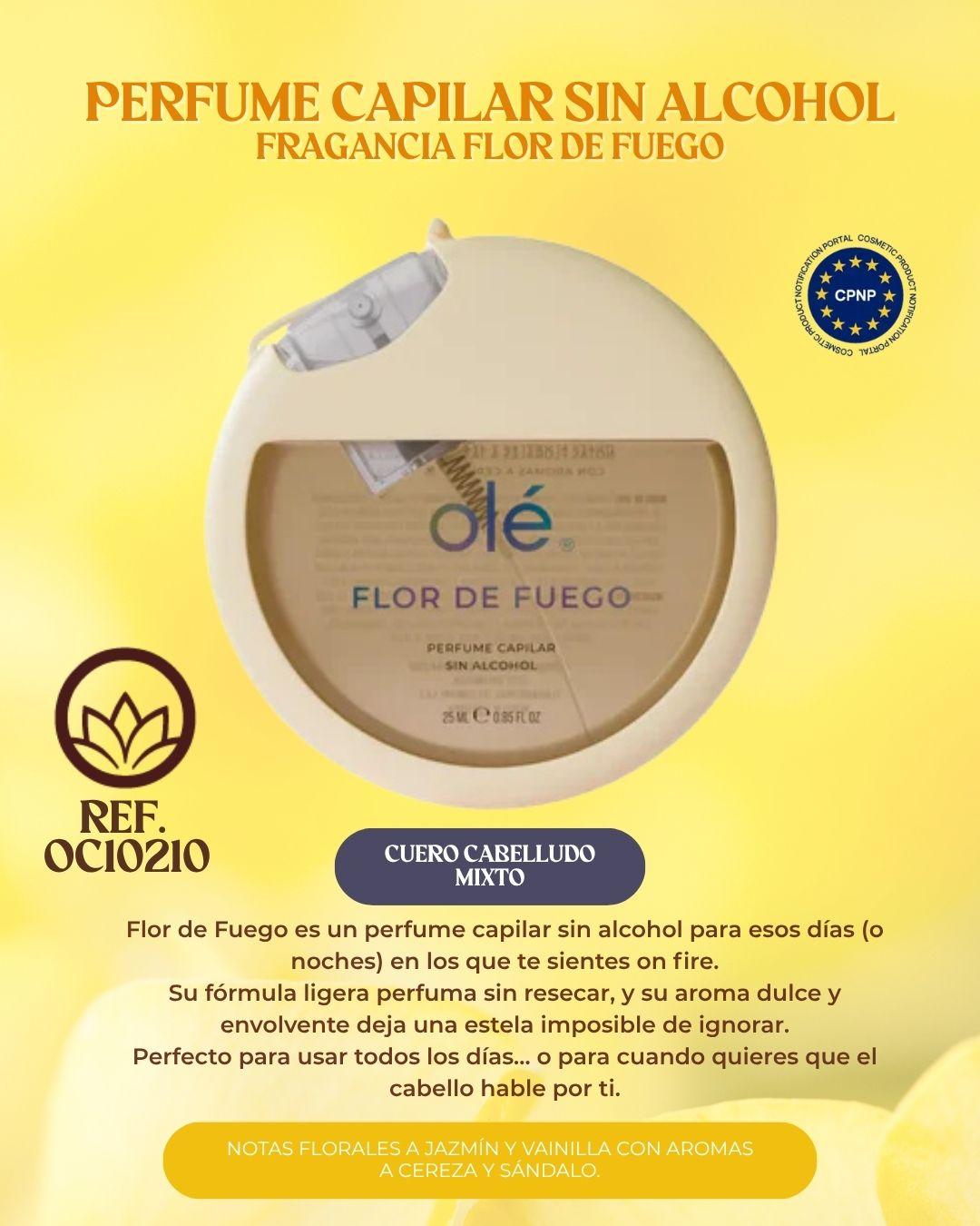 Perfume capilar sin alcohol Fragancia Flor de Fuego
